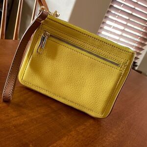 Talbot's Yellow Pebble Leather Wristlet